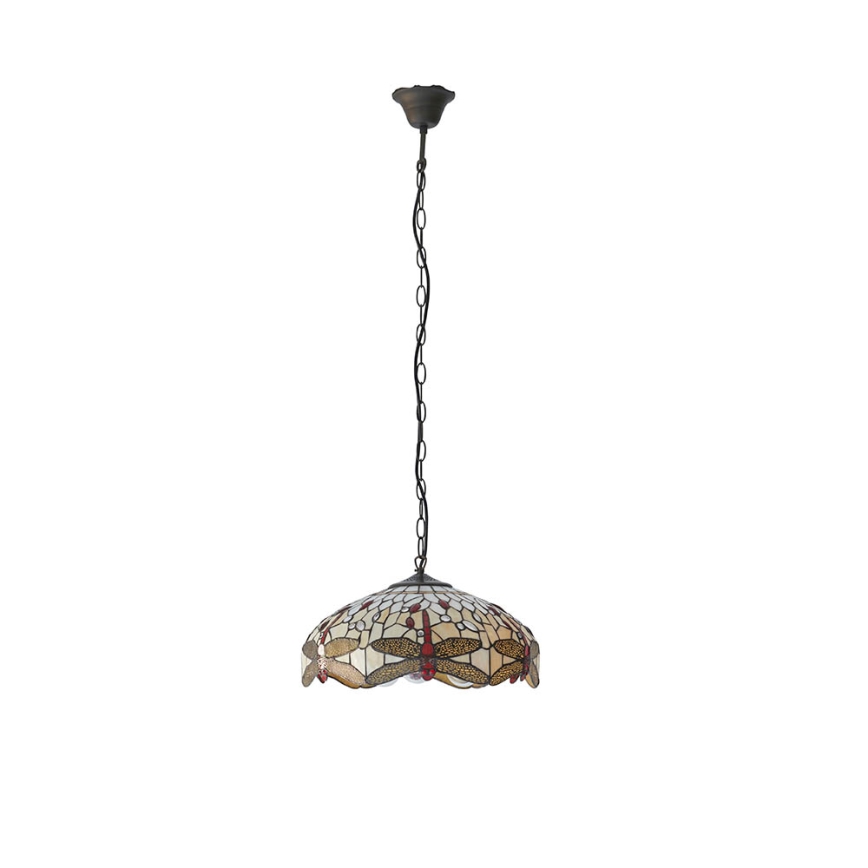 Endon 70824 - Πολυέλαιος με αλυσίδα Tiffany DRAGONFLY, 3xE27/60W/230V, διάμετρος 41 εκ.