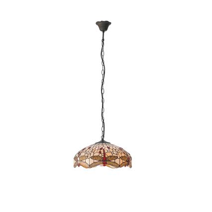 Endon 70824 - Πολυέλαιος με αλυσίδα Tiffany DRAGONFLY, 3xE27/60W/230V, διάμετρος 41 εκ.