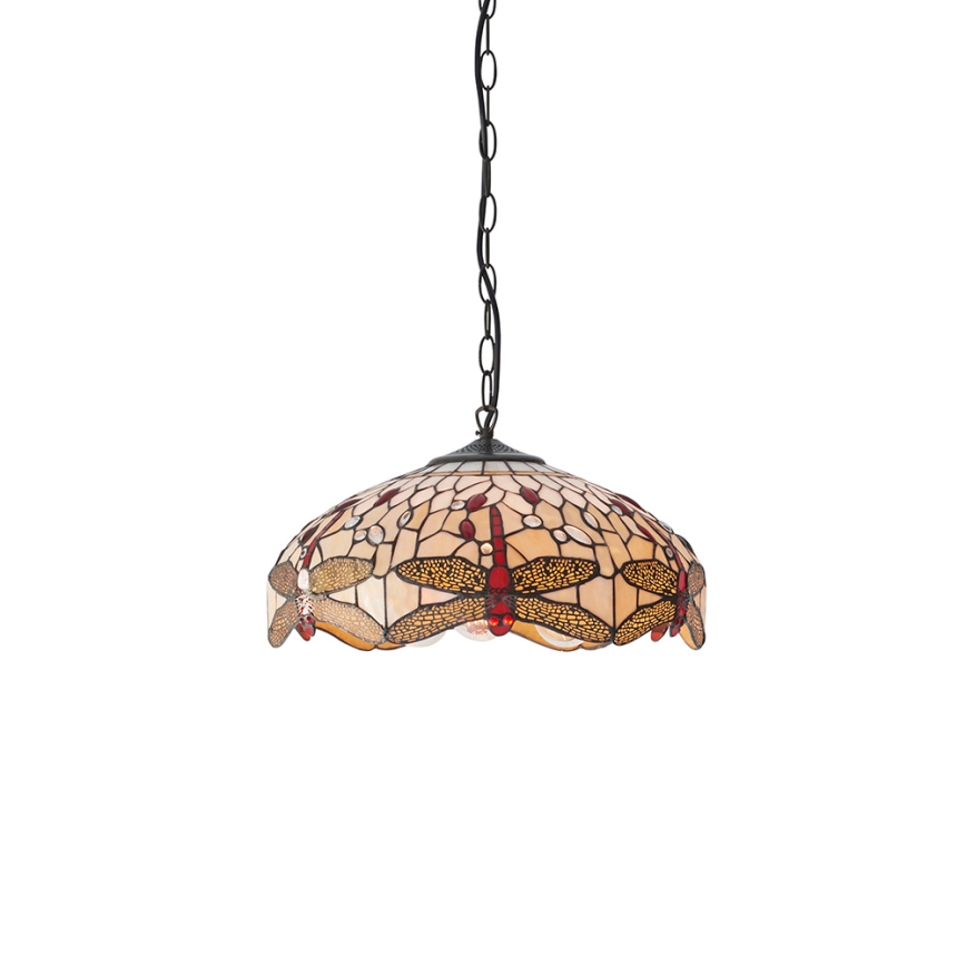Endon 70824 - Πολυέλαιος με αλυσίδα Tiffany DRAGONFLY, 3xE27/60W/230V, διάμετρος 41 εκ.
