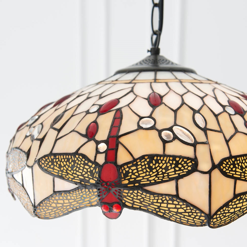 Endon 70824 - Πολυέλαιος με αλυσίδα Tiffany DRAGONFLY, 3xE27/60W/230V, διάμετρος 41 εκ.