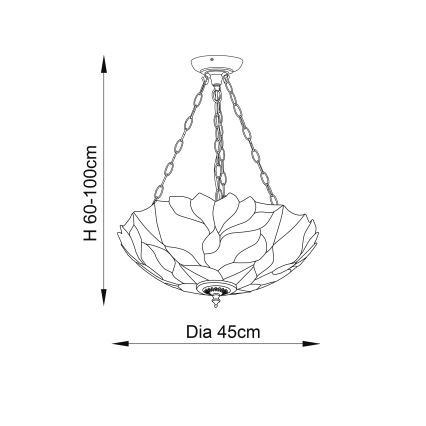 Endon 70946 - Κρεμαστό φωτιστικό οροφής BOTANICA 3xE27/60W/230V διάμετρος 45 cm