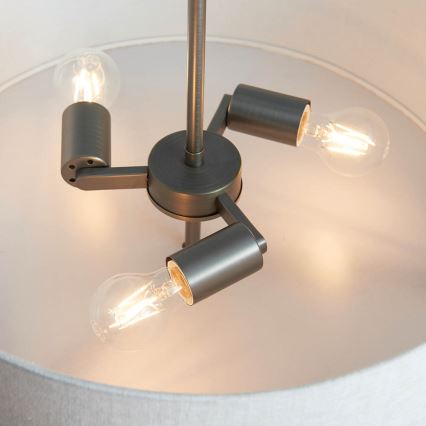 Endon 72635 - Κρεμαστό φωτιστικό HAYFIELD 3xE27/40W/230V ματ χρώμιο/γκρι