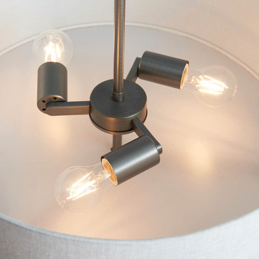 Endon 72635 - Κρεμαστό φωτιστικό HAYFIELD 3xE27/40W/230V ματ χρώμιο/γκρι