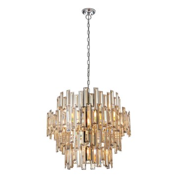 Endon 72746 - Κρεμαστός κρυστάλλινος πολυέλαιος VIVIANA 15xE14/40W/230V γυαλιστερό χρώμιο/καπνιστό