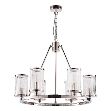 Endon 74128 - Κρεμαστό φωτιστικό οροφής EASTON 6xE14/6W/230V γυαλιστερό χρώμιο