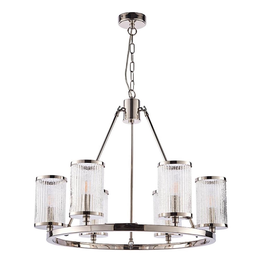 Endon 74128 - Κρεμαστό φωτιστικό οροφής EASTON 6xE14/6W/230V γυαλιστερό χρώμιο