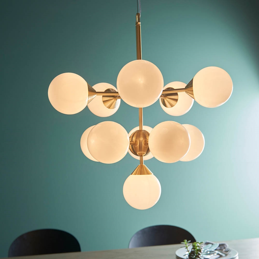 Endon 76500 - Κρεμαστό φωτιστικό οροφής OSCAR 11xG9/18W/230V ορείχαλκος