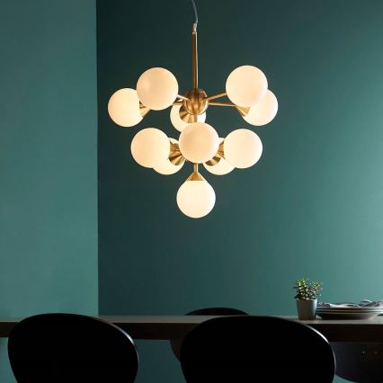 Endon 76500 - Κρεμαστό φωτιστικό οροφής OSCAR 11xG9/18W/230V ορείχαλκος