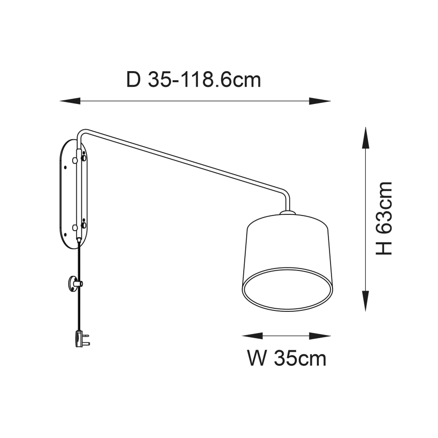 Endon 79380 - Επιτοίχιο φωτιστικό CARLSON 1xE27/40W/230V γκρι/μαύρο