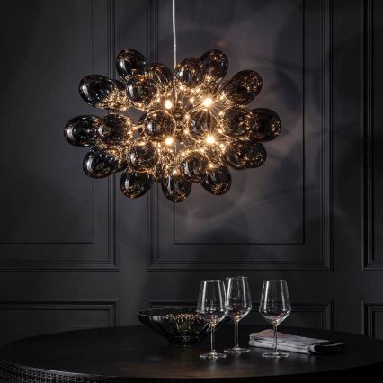 Endon 80124 - Κρεμαστό φωτιστικό οροφής INFINITY 8xG9/28W/230V μαύρο/φιμέ