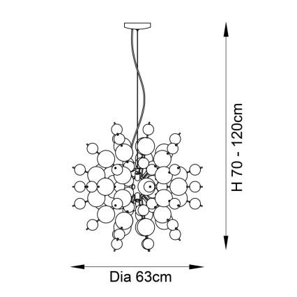 Endon 81583 - Κρεμαστό φωτιστικό με καλώδιο JOULES 9xE14/7W/230V γυαλιστερό χρώμιο/καπνιστό