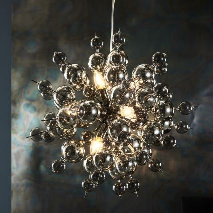 Endon 81583 - Κρεμαστό φωτιστικό με καλώδιο JOULES 9xE14/7W/230V γυαλιστερό χρώμιο/καπνιστό
