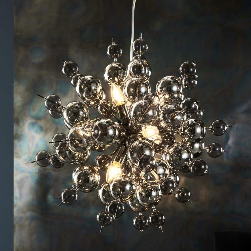 Endon 81583 - Κρεμαστό φωτιστικό με καλώδιο JOULES 9xE14/7W/230V γυαλιστερό χρώμιο/καπνιστό