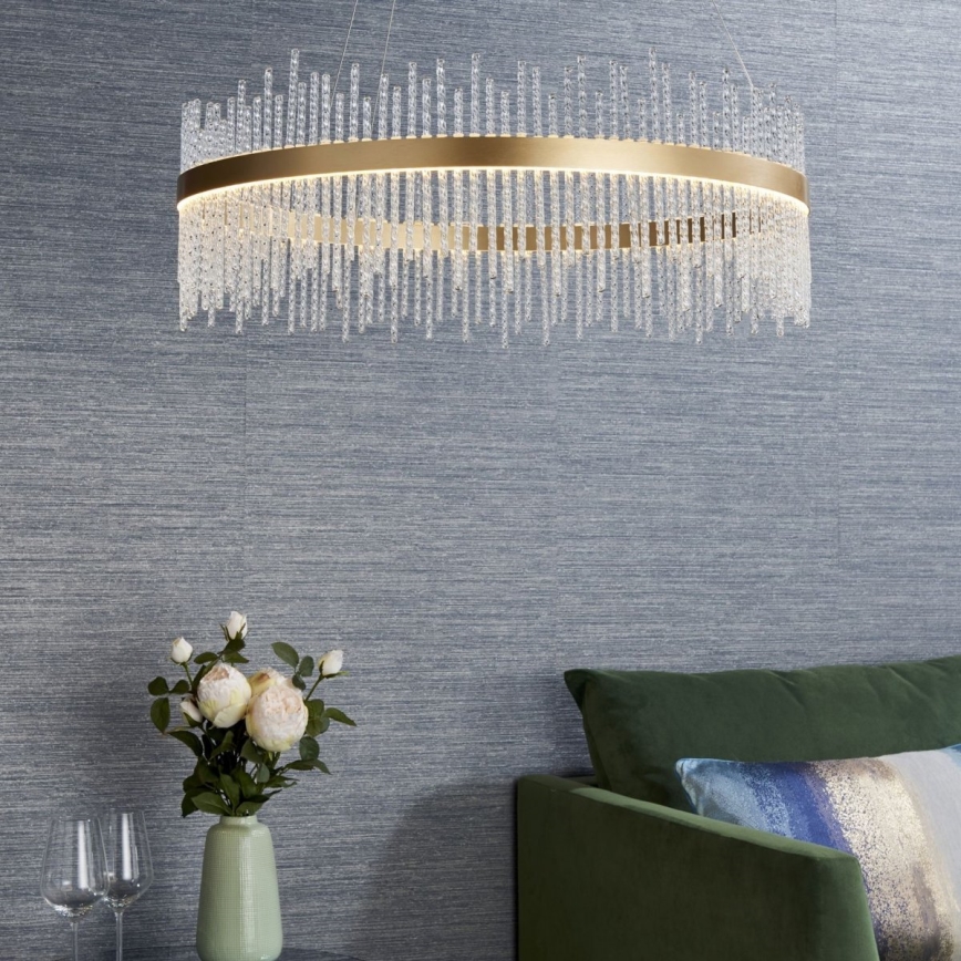 Endon 81908 - Led Dimmable κρεμαστό φωτιστικό οροφής ADRIEL LED/58W/230V 3000K διάμετρος 70 cm χρυσό/διαφανές