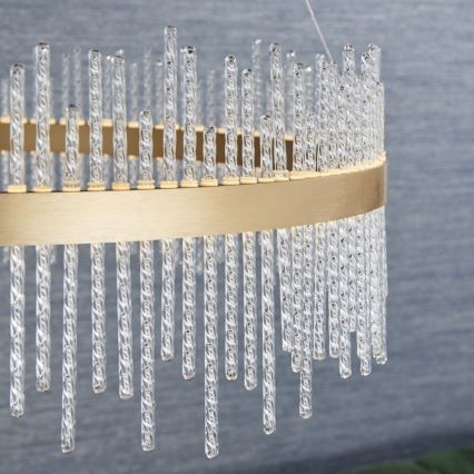 Endon 81908 - Led Dimmable κρεμαστό φωτιστικό οροφής ADRIEL LED/58W/230V 3000K διάμετρος 70 cm χρυσό/διαφανές