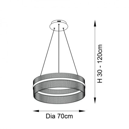Endon 81908 - Ρυθμιζόμενο LED φωτιστικό οροφής με καλώδιο ADRIEL LED/58W/230V 3000K διάμετρος 70 εκ. χρυσό/διάφανο