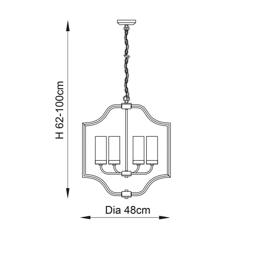 Endon 81914 - Πολυέλαιος σε αλυσίδα EDREA 4xE14/6W/230V ορείχαλκος