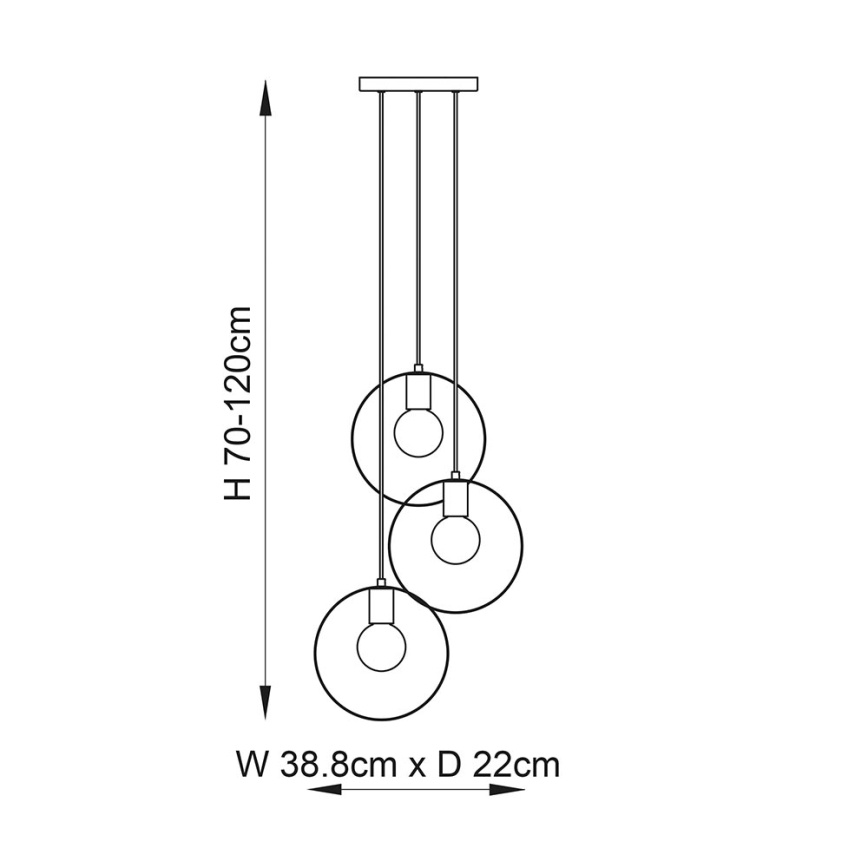 Endon 81922 - Κρεμαστό φωτιστικό HOOP με καλώδιο 3xE27/40W/230V χρυσό/χάλκινο/ματ χρώμιο