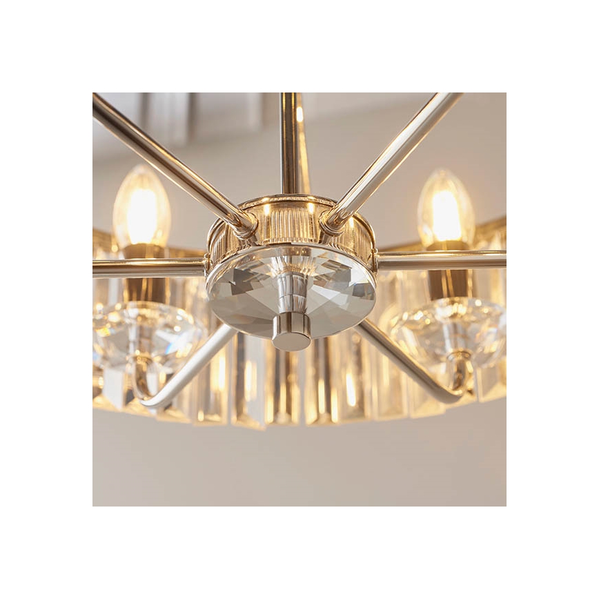 Endon 90263 - Κρεμαστός πολυέλαιος με αλυσίδα CHESTERFIELD 6xE14/6W/230V Ø 55 cm γυαλιστερό χρώμιο