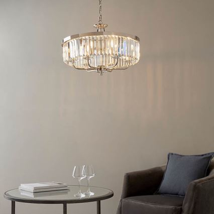 Endon 90263 - Κρεμαστός πολυέλαιος με αλυσίδα CHESTERFIELD 6xE14/6W/230V Ø 55 cm γυαλιστερό χρώμιο