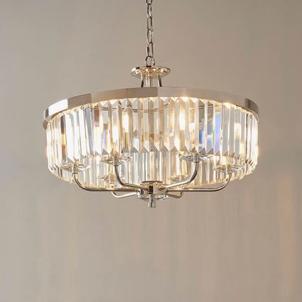 Endon 90263 - Κρεμαστός πολυέλαιος με αλυσίδα CHESTERFIELD 6xE14/6W/230V Ø 55 cm γυαλιστερό χρώμιο