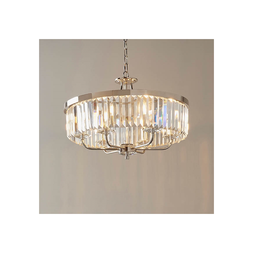 Endon 90263 - Κρεμαστός πολυέλαιος με αλυσίδα CHESTERFIELD 6xE14/6W/230V Ø 55 cm γυαλιστερό χρώμιο