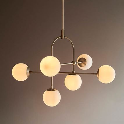 Endon 90842 - Κρεμαστό φωτιστικό σε ράβδο ONTARIO 6xE14/7W/230V μπρούτζινο/λευκό