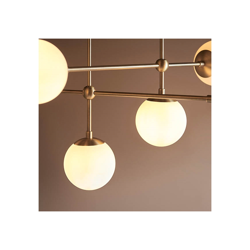 Endon 90842 - Κρεμαστό φωτιστικό σε ράβδο ONTARIO 6xE14/7W/230V μπρούτζινο/λευκό