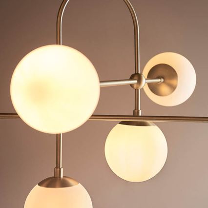 Endon 90842 - Κρεμαστό φωτιστικό σε ράβδο ONTARIO 6xE14/7W/230V μπρούτζινο/λευκό