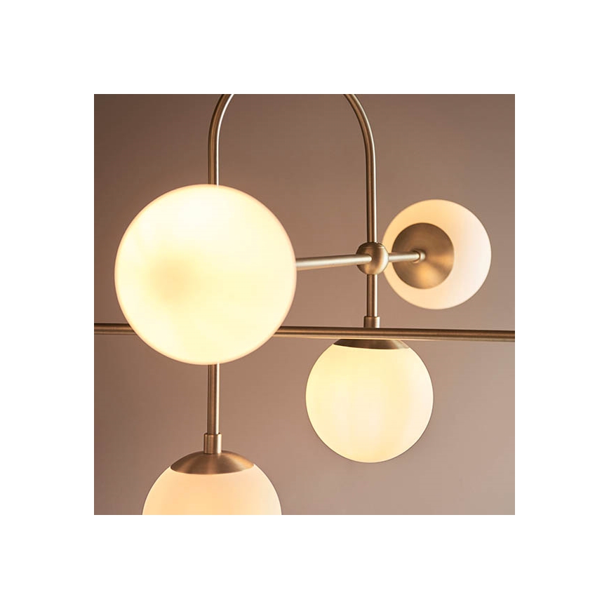 Endon 90842 - Κρεμαστό φωτιστικό σε ράβδο ONTARIO 6xE14/7W/230V μπρούτζινο/λευκό