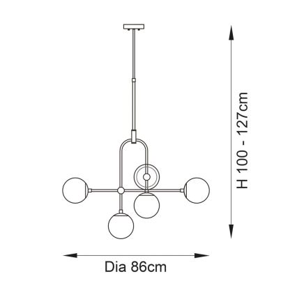 Endon 90842 - Κρεμαστό φωτιστικό σε ράβδο ONTARIO 6xE14/7W/230V μπρούτζινο/λευκό