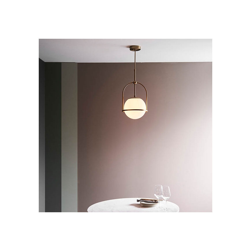 Endon 90844 - Κρεμαστό φωτιστικό σε ράβδο ONTARIO 1xE27/10W/230V μπρούτζινο