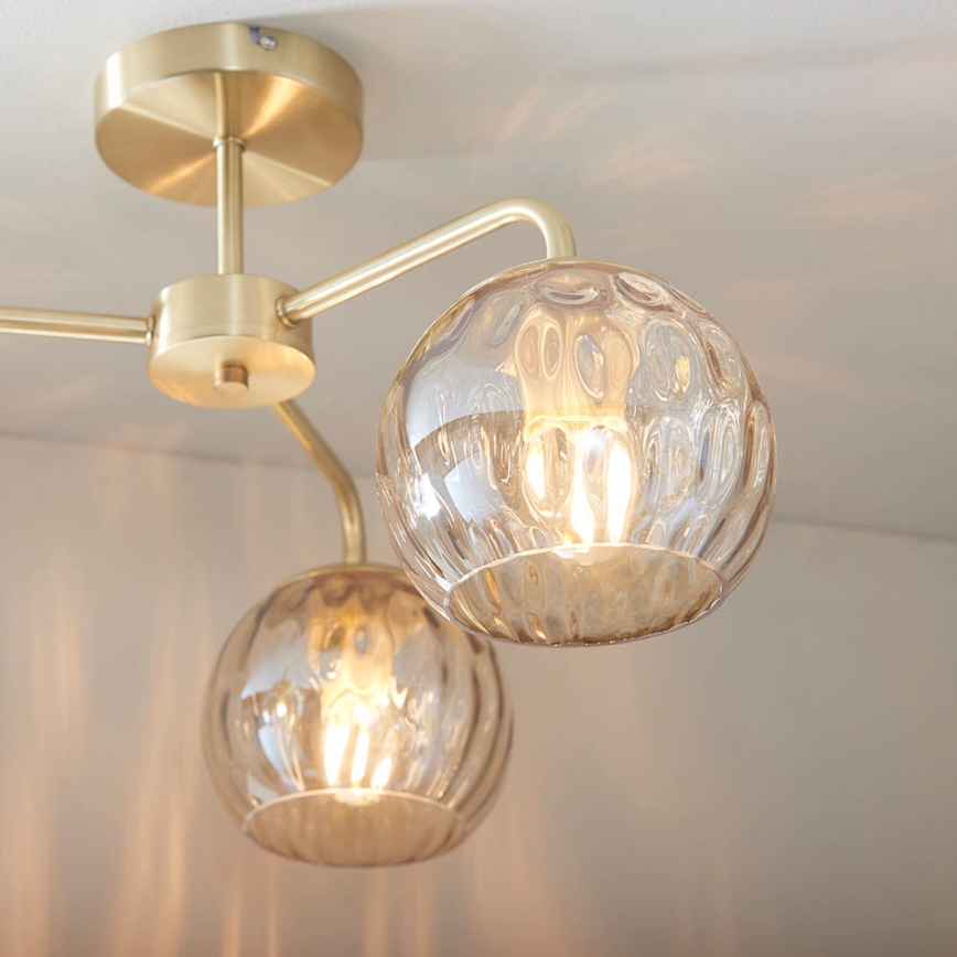Endon 91968 - Επιτοίχιο φωτιστικό οροφής DIMPLE 3xE14/25W/230V χρυσό/καπνιστό μπεζ