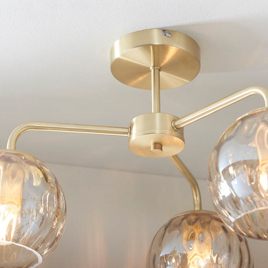 Endon 91968 - Επιτοίχιο φωτιστικό οροφής DIMPLE 3xE14/25W/230V χρυσό/καπνιστό μπεζ