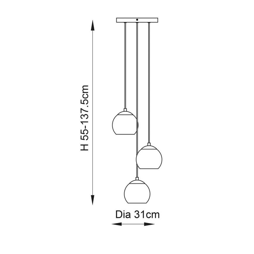 Endon 91971 - Κρεμαστό φωτιστικό με καλώδιο DIMPLE 3xE14/25W/230V χρυσό/καπνιστό μπεζ