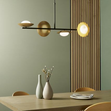 Endon 92036 - Κρεμαστό φωτιστικό με καλώδιο RUFFLE 4xG9/3W/230V ορείχαλκος/μαύρο