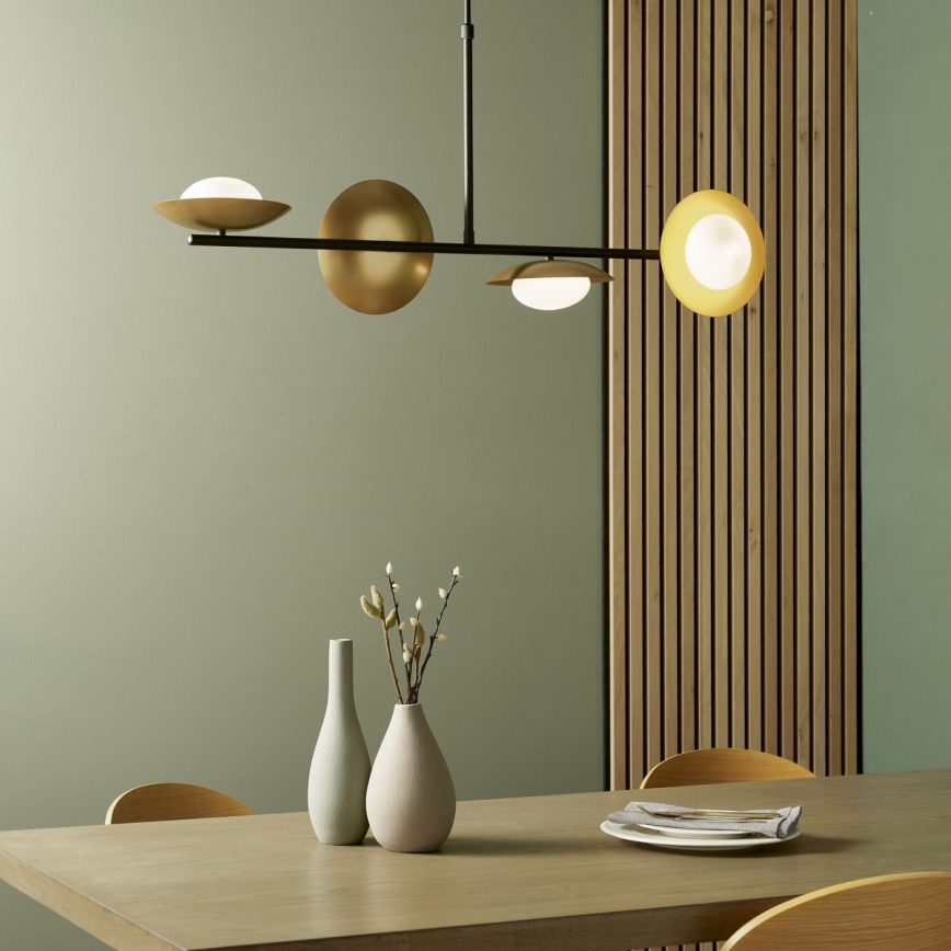 Endon 92036 - Κρεμαστό φωτιστικό με καλώδιο RUFFLE 4xG9/3W/230V ορείχαλκος/μαύρο