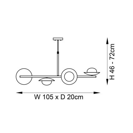 Endon 92036 - Κρεμαστό φωτιστικό με καλώδιο RUFFLE 4xG9/3W/230V ορείχαλκος/μαύρο