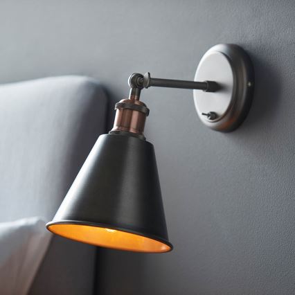 Endon 92866 - Επιτοίχιο φωτιστικό σποτ HAL 1xE27/10W/230V ματ χρώμιο/χάλκινο