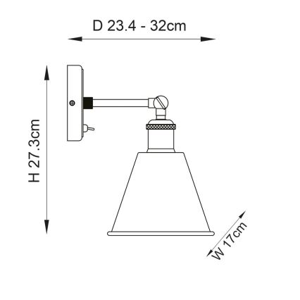 Endon 92866 - Επιτοίχιο φωτιστικό σποτ HAL 1xE27/10W/230V ματ χρώμιο/χάλκινο