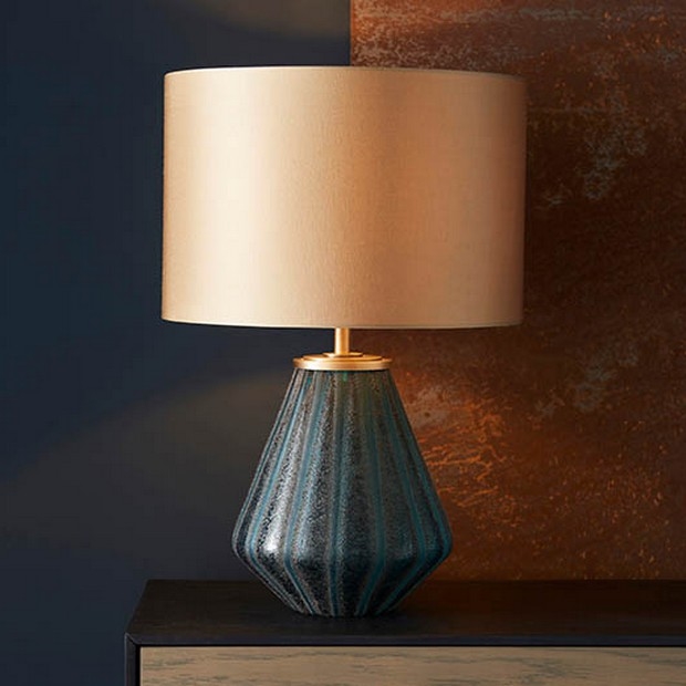 Endon 93059 - Επιτραπέζιο φωτιστικό ALYSSIA 1xE27/10W/230V χρυσό/μπλε