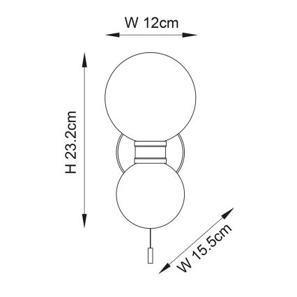 Endon 93523 - Επιτοίχιο φωτιστικό μπάνιου PULSA 2xG9/3W/230V IP44 μαύρο
