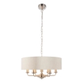 Endon 94357 - Κρεμαστό φωτιστικό με αλυσίδα HIGHCLERE 6xE14/40W/230V Ø 55 cm μπεζ/ματ χρώμιο