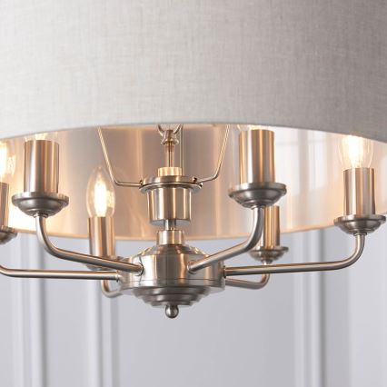 Endon 94357 - Κρεμαστό φωτιστικό με αλυσίδα HIGHCLERE 6xE14/40W/230V Ø 55 cm μπεζ/ματ χρώμιο