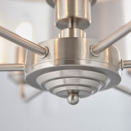 Endon 94357 - Κρεμαστό φωτιστικό με αλυσίδα HIGHCLERE 6xE14/40W/230V Ø 55 cm μπεζ/ματ χρώμιο