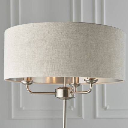 Endon 94359 - επιδαπέδιο φωτιστικό HIGHCLERE 3xE14/40W/230V μπεζ/γυαλιστερό χρώμιο διάμετρος 47 cm