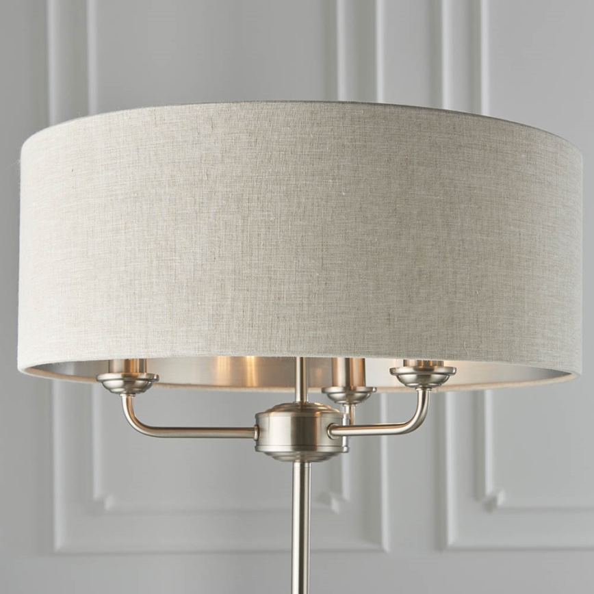 Endon 94359 - επιδαπέδιο φωτιστικό HIGHCLERE 3xE14/40W/230V μπεζ/γυαλιστερό χρώμιο διάμετρος 47 cm