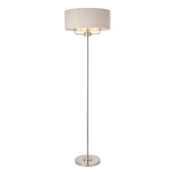 Endon 94359 - επιδαπέδιο φωτιστικό HIGHCLERE 3xE14/40W/230V μπεζ/γυαλιστερό χρώμιο διάμετρος 47 cm