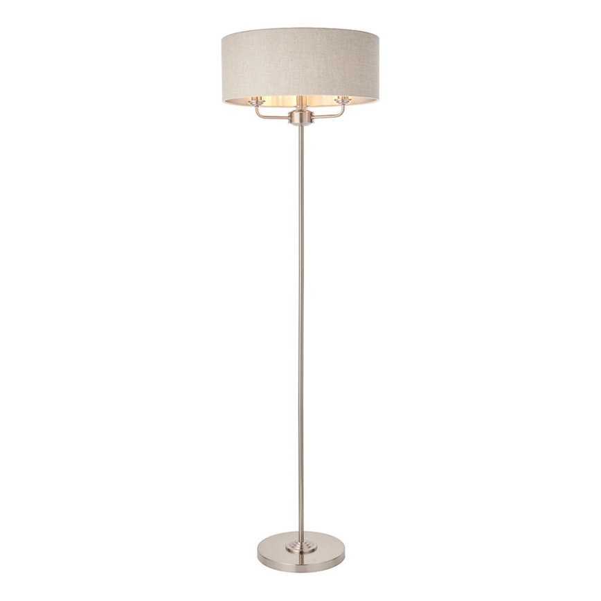 Endon 94359 - επιδαπέδιο φωτιστικό HIGHCLERE 3xE14/40W/230V μπεζ/γυαλιστερό χρώμιο διάμετρος 47 cm