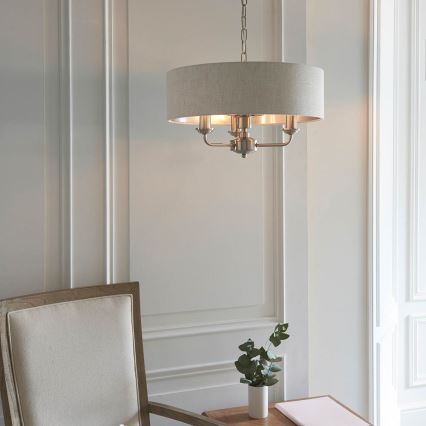 Endon 94361 - Κρεμαστό φωτιστικό οροφής HIGHCLERE 3xE14/40W/230V μπεζ/ματ χρώμιο
